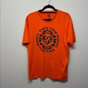 Every Child Matters Short Sleeve Orange Tee Shirt Crew Neck Large Unisex